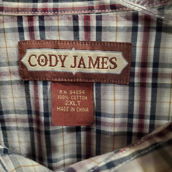 Men's Cody James Plaid Long Sleeve Shirt Black/Burgundy/Grey Size 2XLT - Picture 4 of 4
